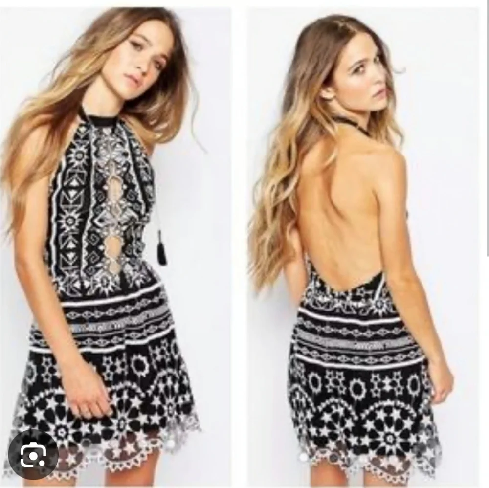 Jen's Pirate Booty Starlight Mini Black And Silver Halter Dress Size Small - Picture 1 of 13